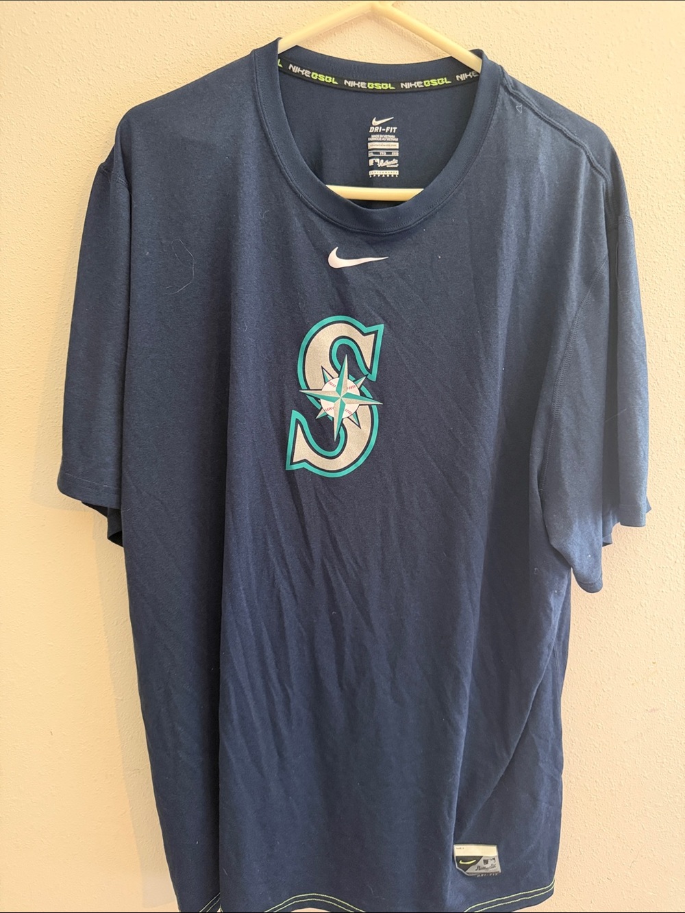 Nike Navy and Teal Seattle Mariners S Logo Tee